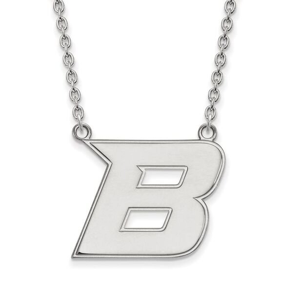 Sterling Silver Boise State Large Initial B Pendant Necklace 18 Inch